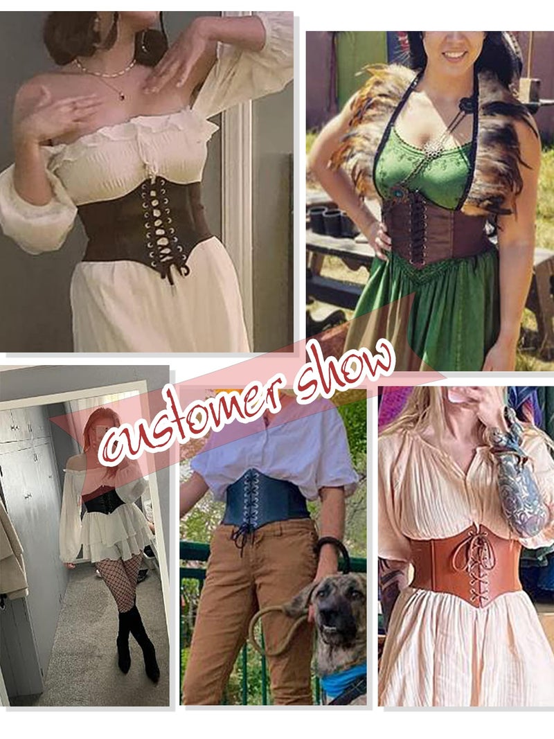 HANERDUN Lace-up Waspie Corset Belts for Women Elastic Waist Belt Tied Retro Wide Belt - Image 5